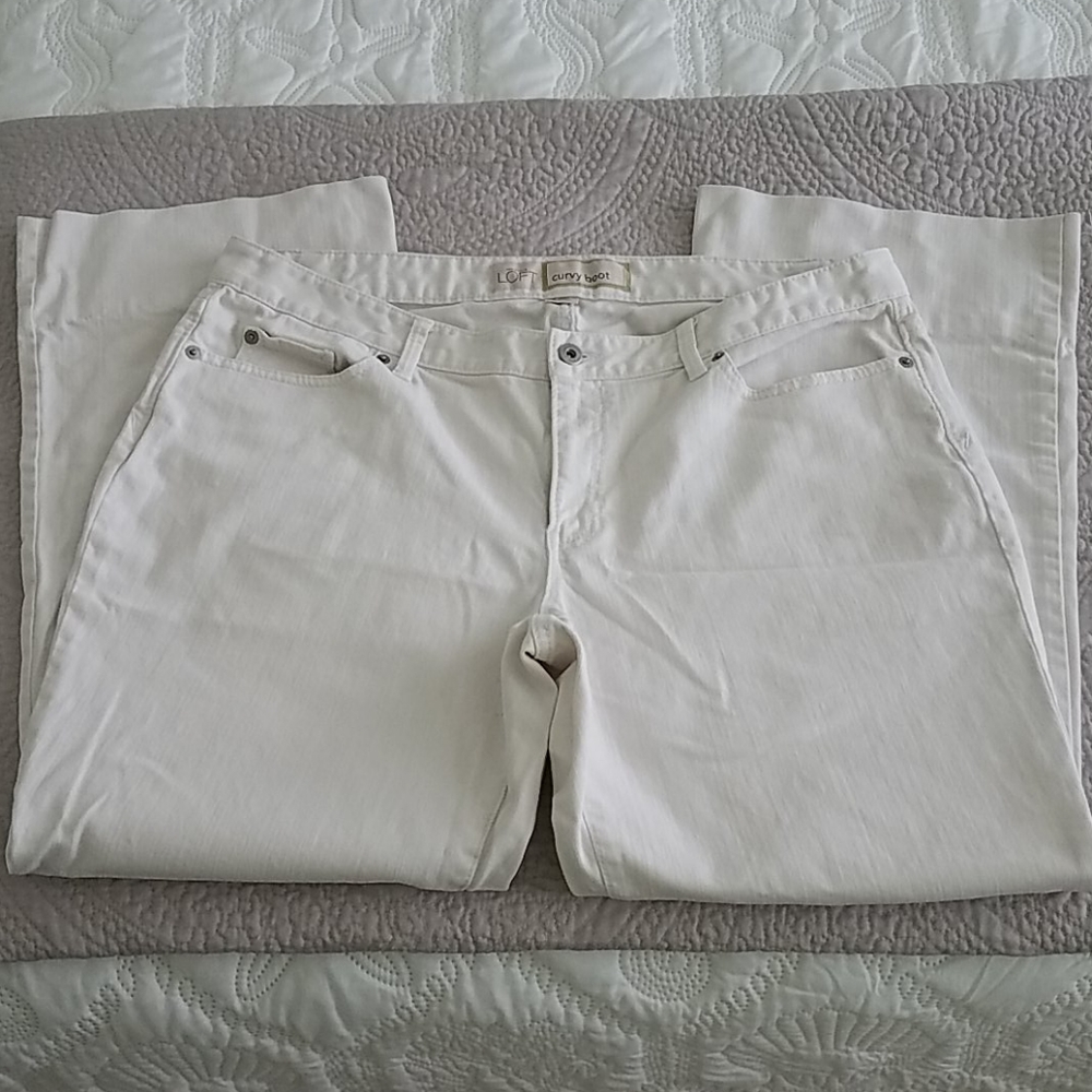 Ann Taylor Loft Cream Denim Curvy Boot size 16